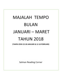 Image of TEMPO; Januari – Maret 2018: TANPA EDISI 22-28 JANUARI & 12-18 FEBRUARI